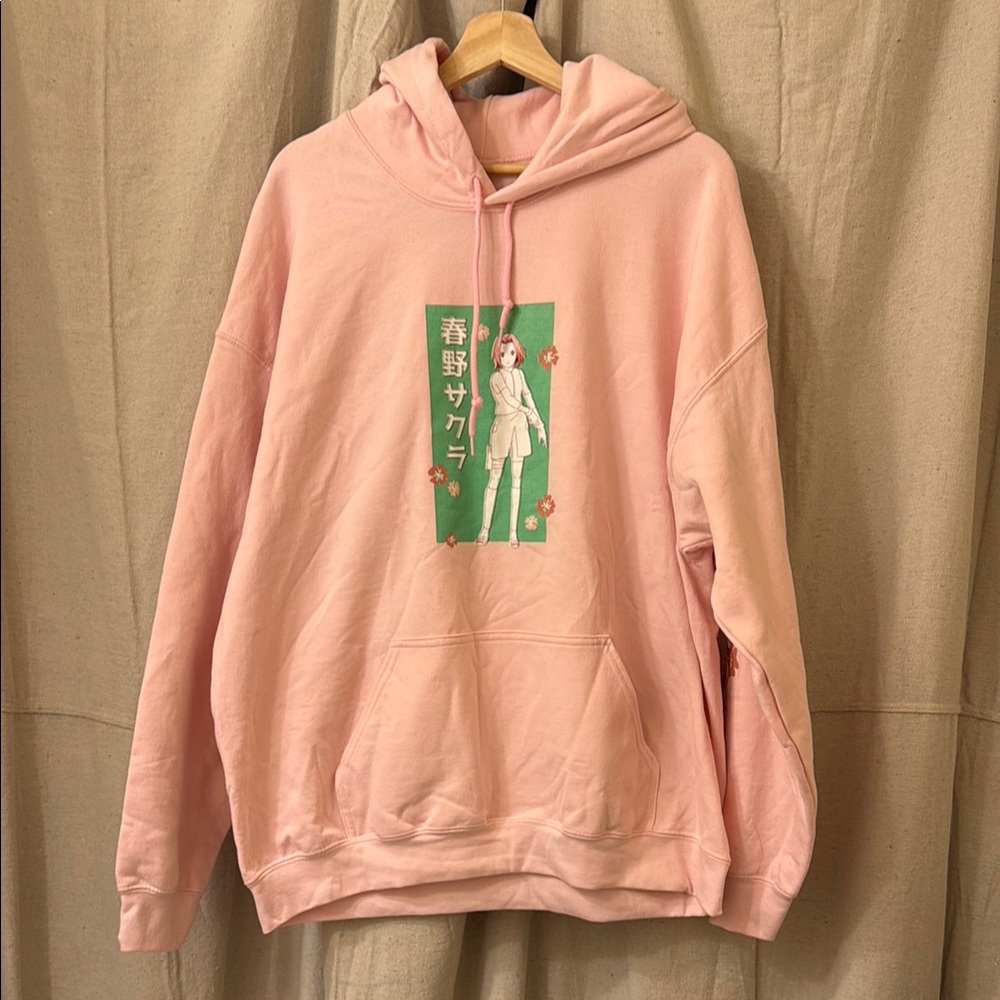 Naruto Sakura Pink Graphic Hoodie NWOT